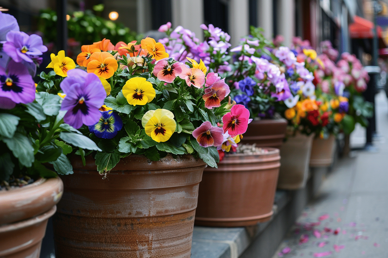 plantes en ville dans mobilier pots